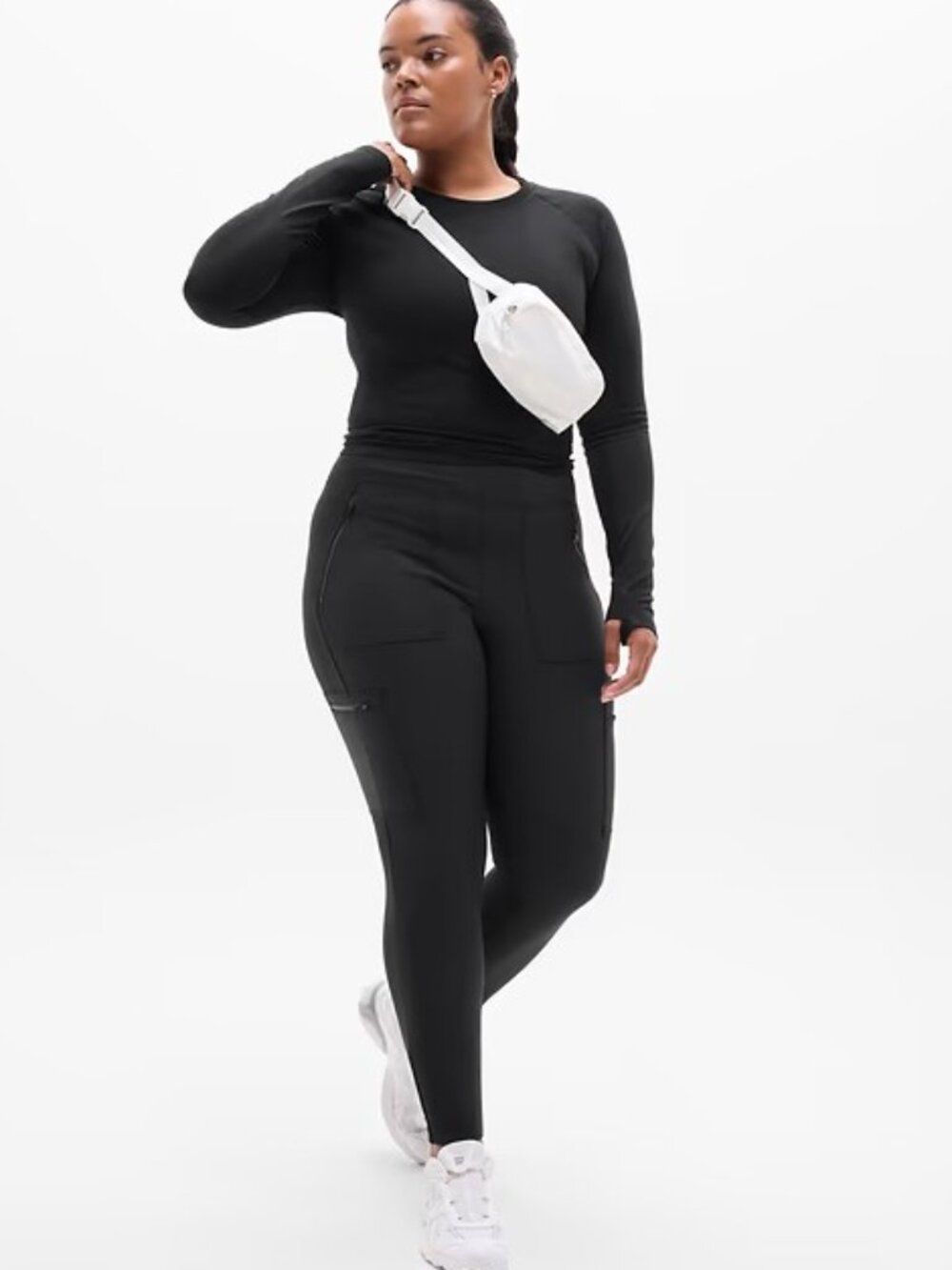 NWT Athleta Headlands Hybrid High Rise Cargo Legging - Black - SZ 18